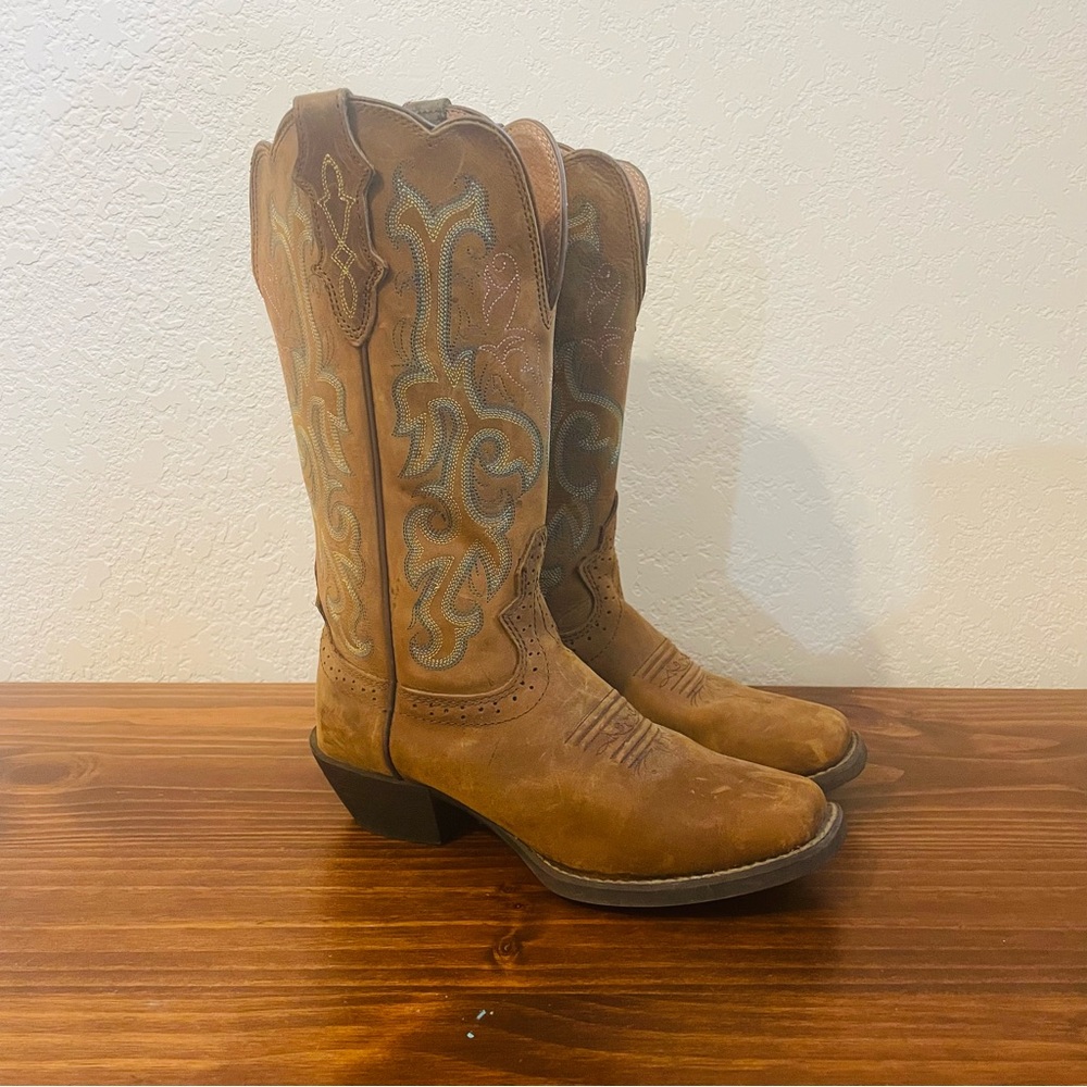 JUSTIN WOMEN'S 12" SQUARE TOE STAMPEDE WESTERN BOOTS
